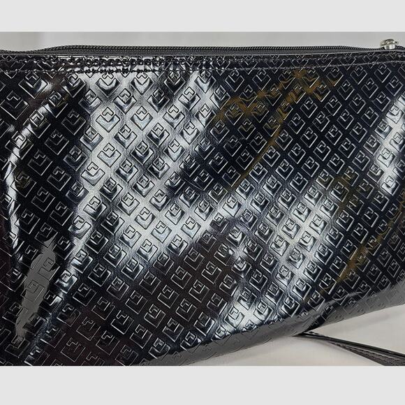 LACOSTE Black Patent Leather Crossbody/Shoulder Purse - Embossed Pattern - Picture 16 of 16